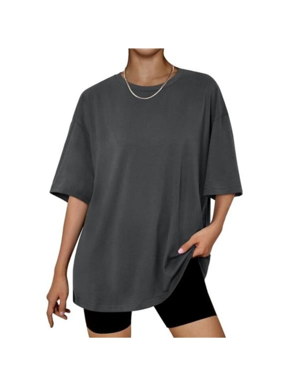 Womens Oversized Spring Summer T Shirts Business Casual Dressy Black Grey